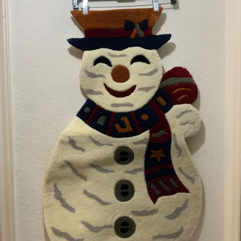 New  Christmas Holiday Snowman with Scarf Rug 34”Long x 21